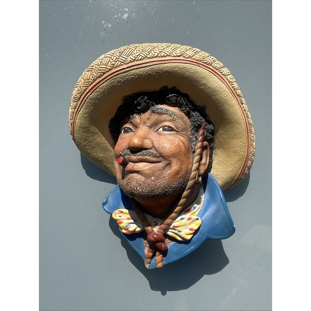 Vintage Bossons Chalkware Character Head "Pancho" 1962 Made in England Mexican
